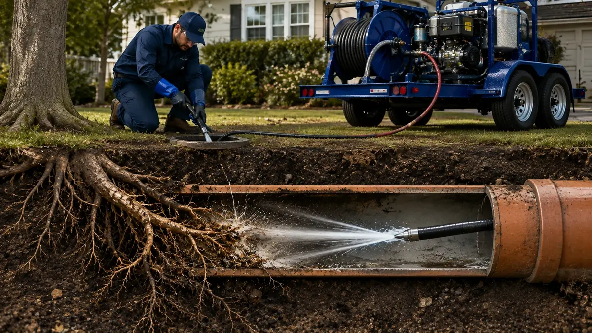 Tree Root Removal with Hydro Jetting in Hawaiian Gardens